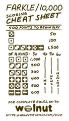 Free Printable Farkle Ten Thousand Score Crib Sheet