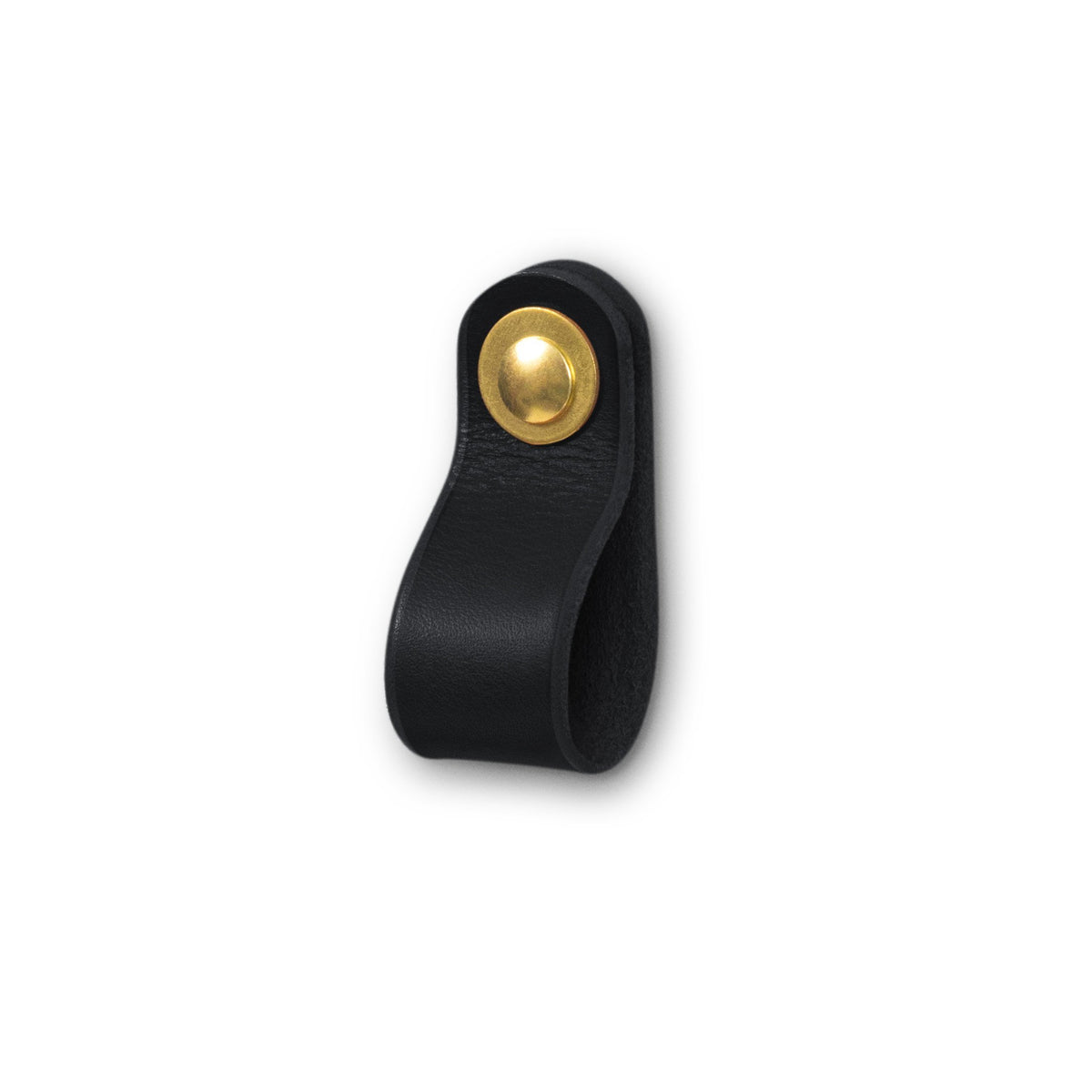 Walnut Studiolo Drawer Pulls Leather Drawer Pull - The Hawthorne (Small) Black / Brass