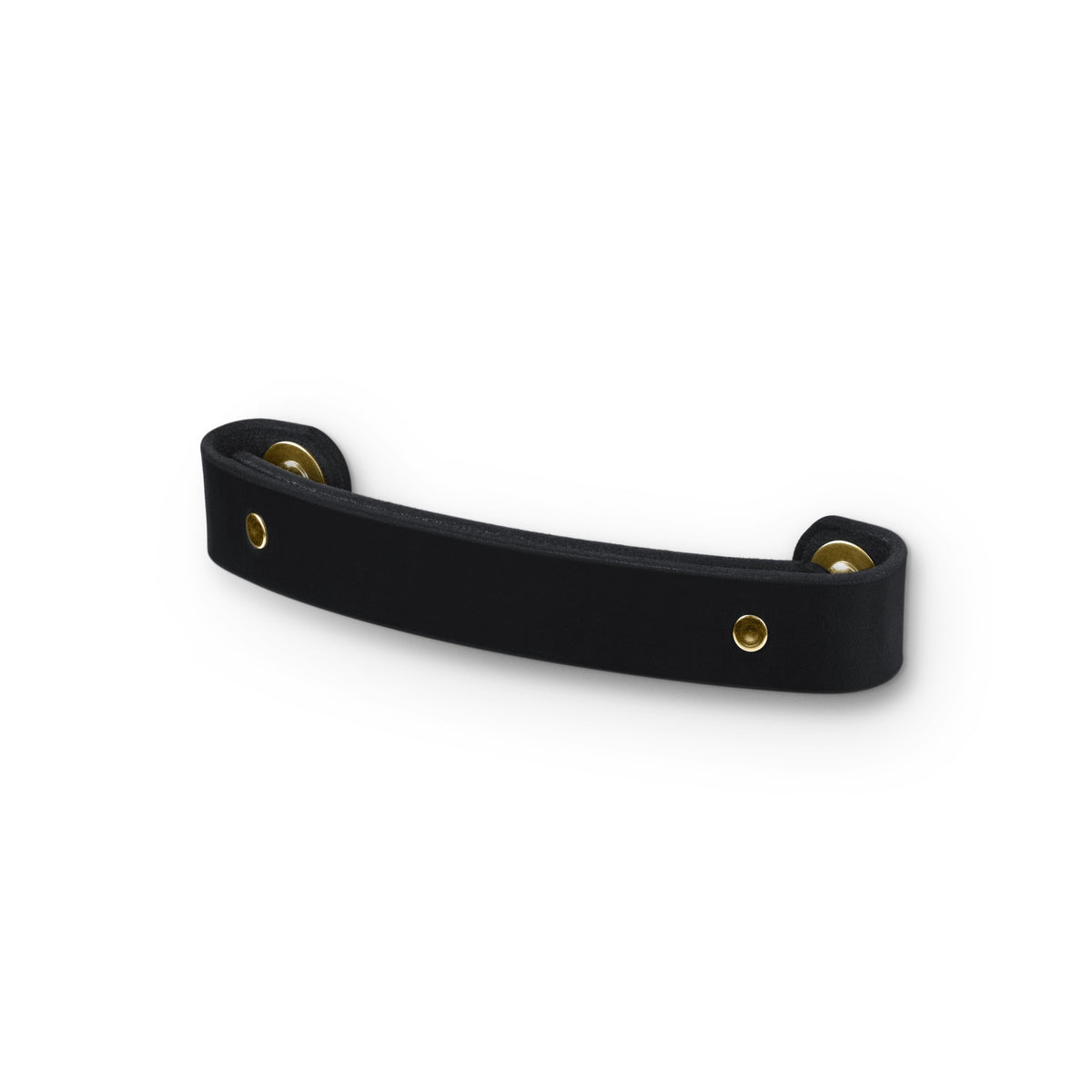 Walnut Studiolo Drawer Pulls Leather Handle - The Tilikum - 3 Sizes Black / Brass / 5&quot; Center-to-Center