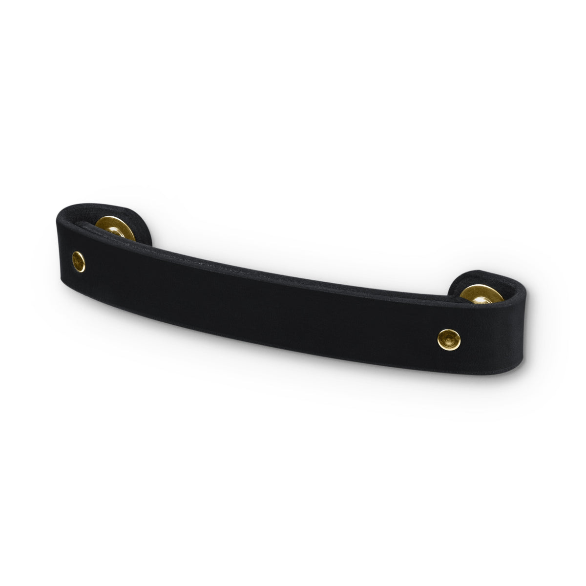 Walnut Studiolo Drawer Pulls Leather Handle - The Tilikum - 3 Sizes Black / Brass / 6&quot; Center-to-Center